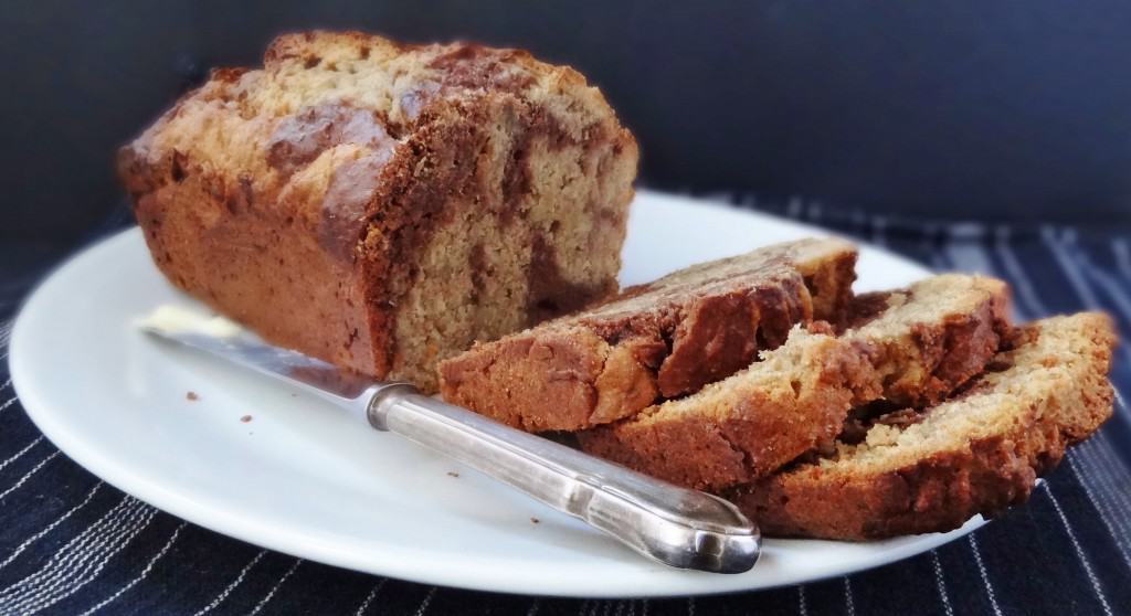 marbled chocolate and peanut butter banana bread