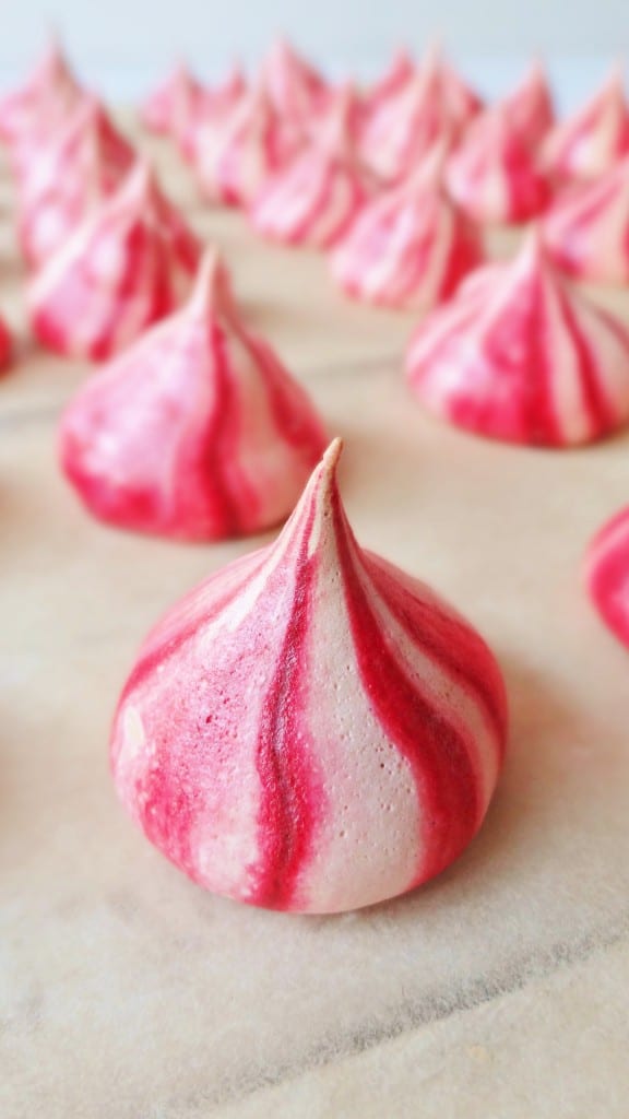 pink raspberry meringue kisses