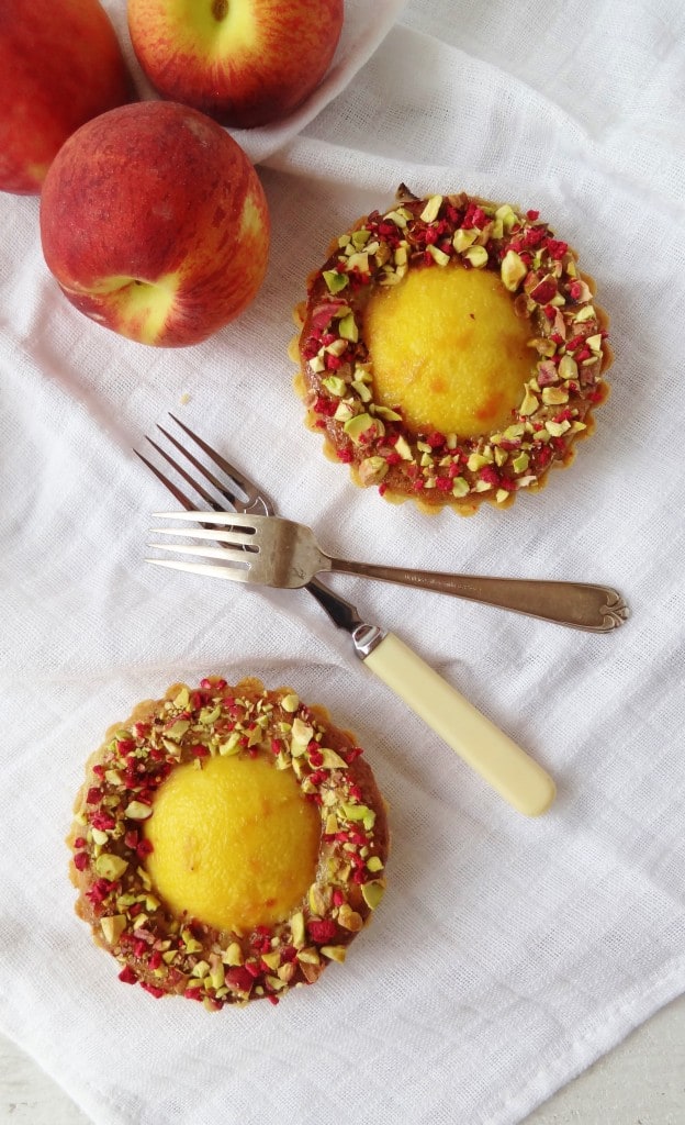 Peach, pistachio frangipane & rosewater tarts - Domestic Gothess