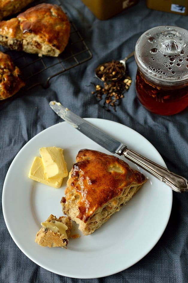 Fig, apple, pecan and honey scones with a hint of spice