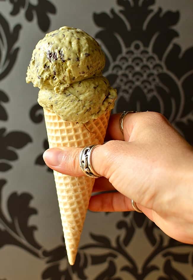 Pistachio stracciatella ice cream