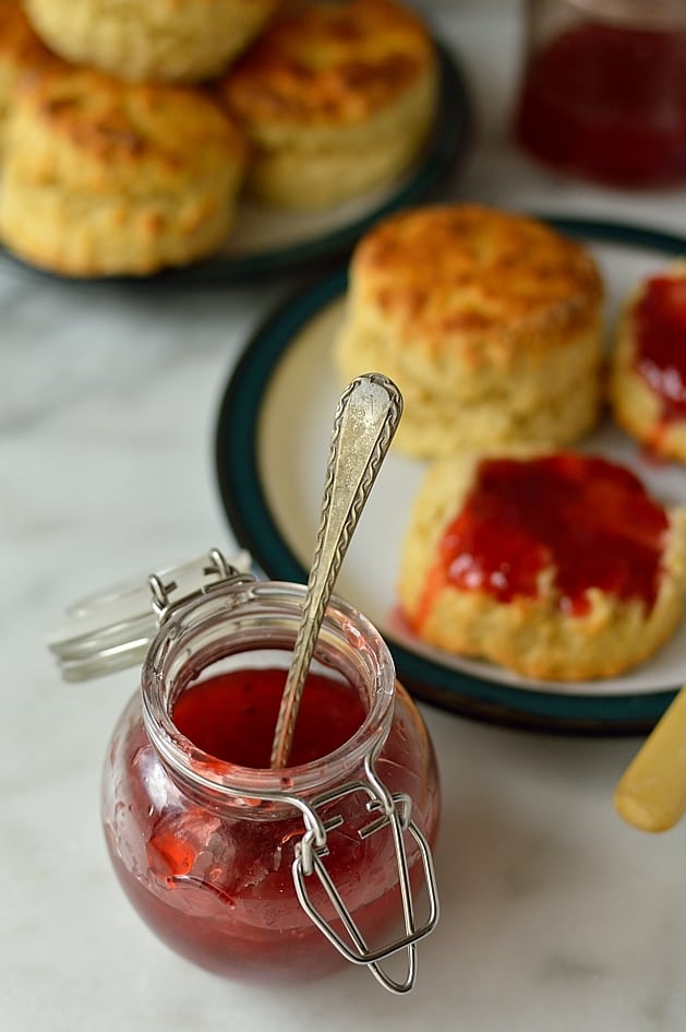 Stawberry lime jam and quick, easy basic scones