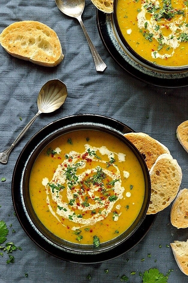 Carrot and coriander soup - healthy, filling, quick and easy to make and utterly delicious!