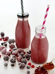 Chocolate berry smoothie - a rich, chocolatey smoothie that feels like you are drinking dessert but is totally healthy!