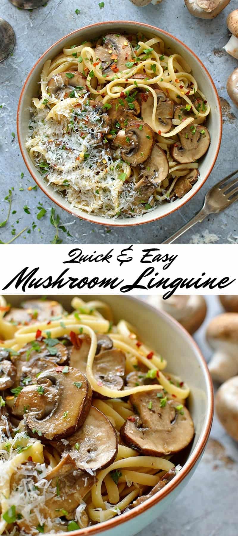 Easy mushroom linguine - ready in fifteen minutes this vegetarian mushroom linguine is quick, easy, healthy and delicious.