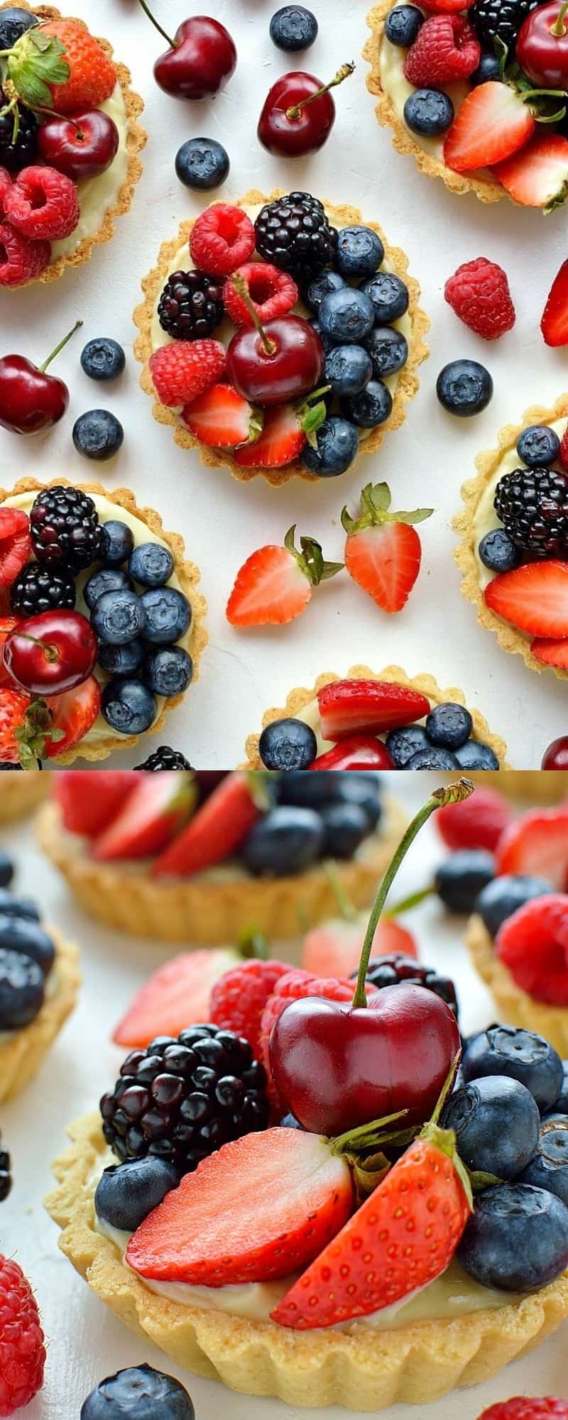 Coconut and berry fruit tarts - crisp coconut pastry with coconut pastry cream and fresh berries.