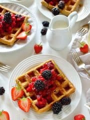 Cinnamon waffles with apple and blackberry compote - perfect for breakfast, brunch or dessert!