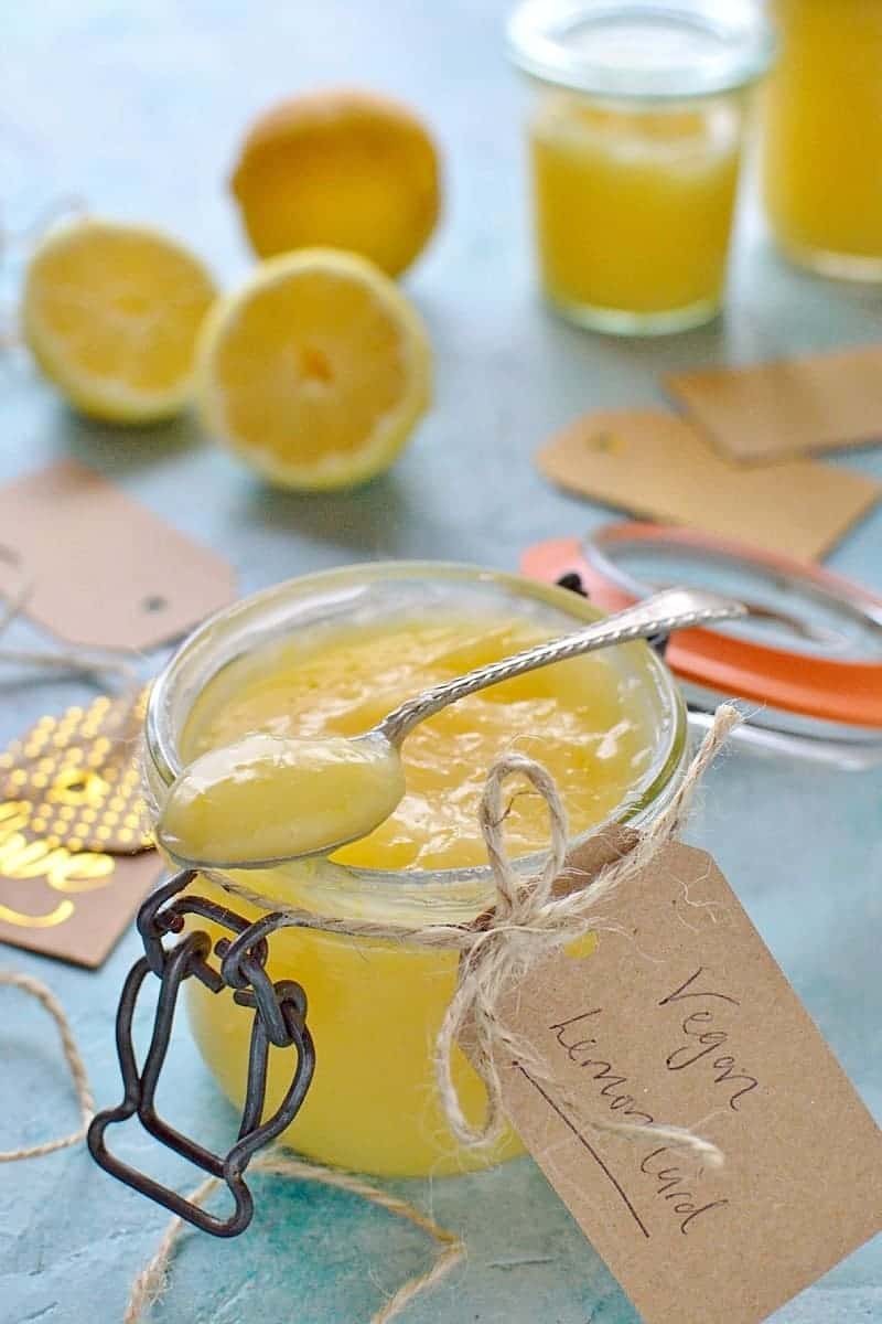 Vegan lemon curd -a sweet, creamy, intensely lemony spread that is totally vegan and ready in under ten minutes! #vegan #plantpased #eggfree #dairyfree
