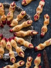 Witches' finger cookies - a gory but delicious treat for Halloween!