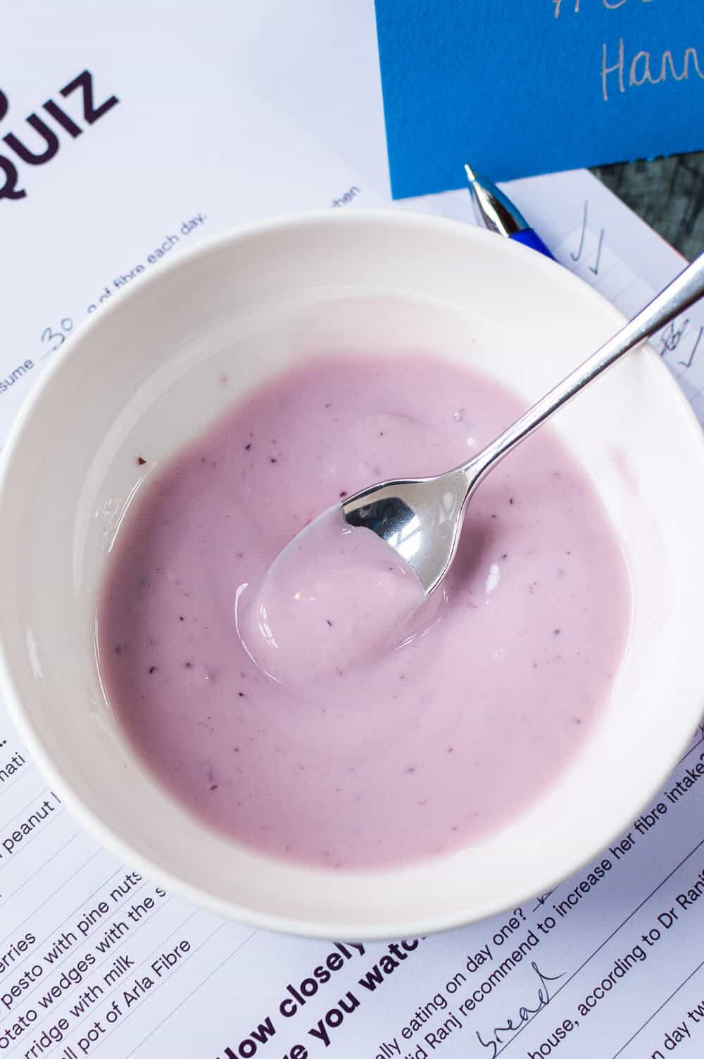 a bowl of arla fibre yogurt