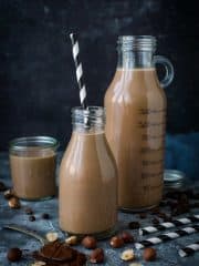 Mocha hazelnut milk - the best way to drink your coffee is in this from scratch hazelnut milk with chocolate and coffee! (Vegan/refined sugar free). #vegan #nutmilk #coffee #chocolate