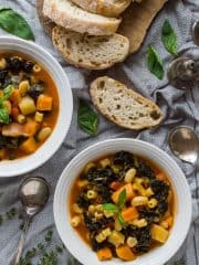 Autumn minestrone soup - a delicious vegan soup that makes the best of Autumnal produce for a hearty, healthy and filling meal. #vegan #healthy #soup