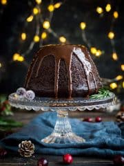 Vegan steamed chocolate pudding - this sumptuous steamed chocolate pudding with chocolate sauce is a delicious alternative to Christmas pudding; or is just perfect for any special occasion! #vegan #dessert #pudding