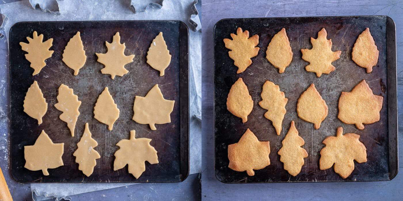 step 3 - baking the leaf cookies.