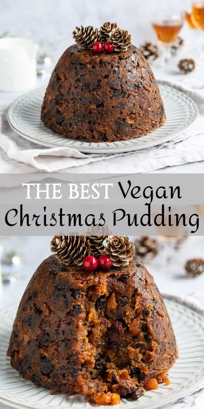 vegan christmas pudding pinterest image