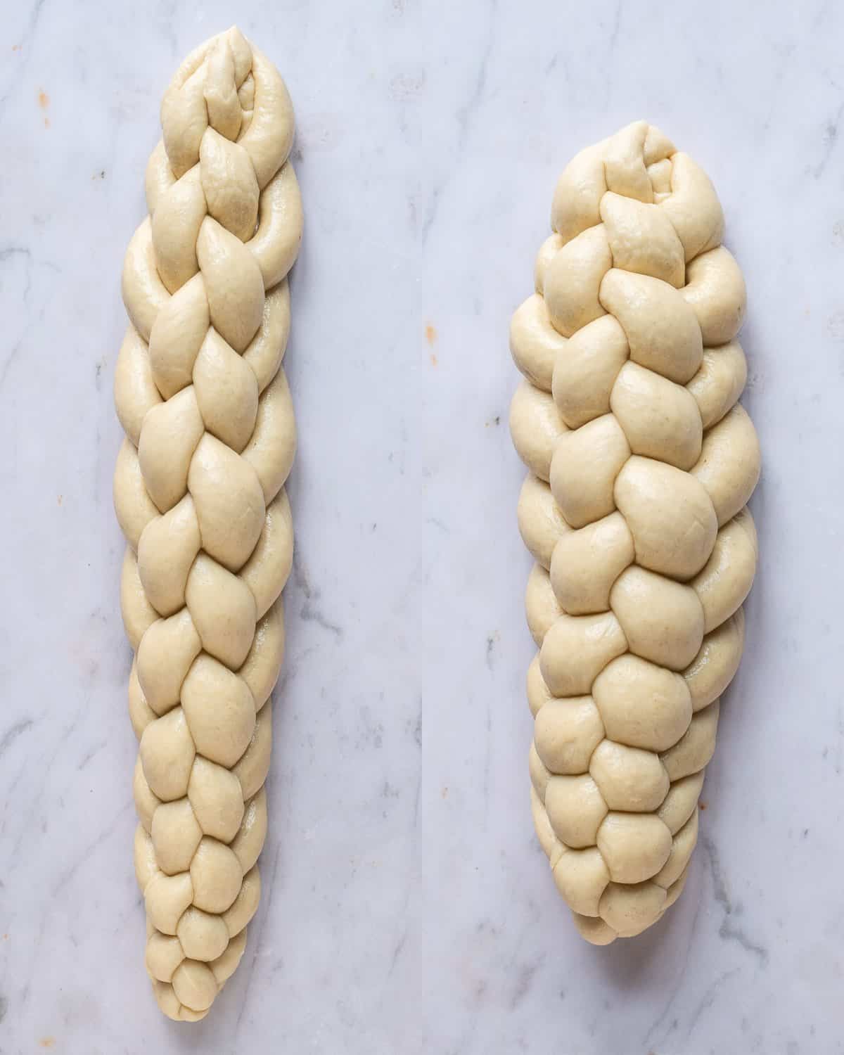 step 6 - shaping the braided challah