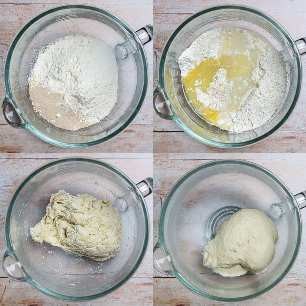 Step 1 - a four image collage of making the dough.