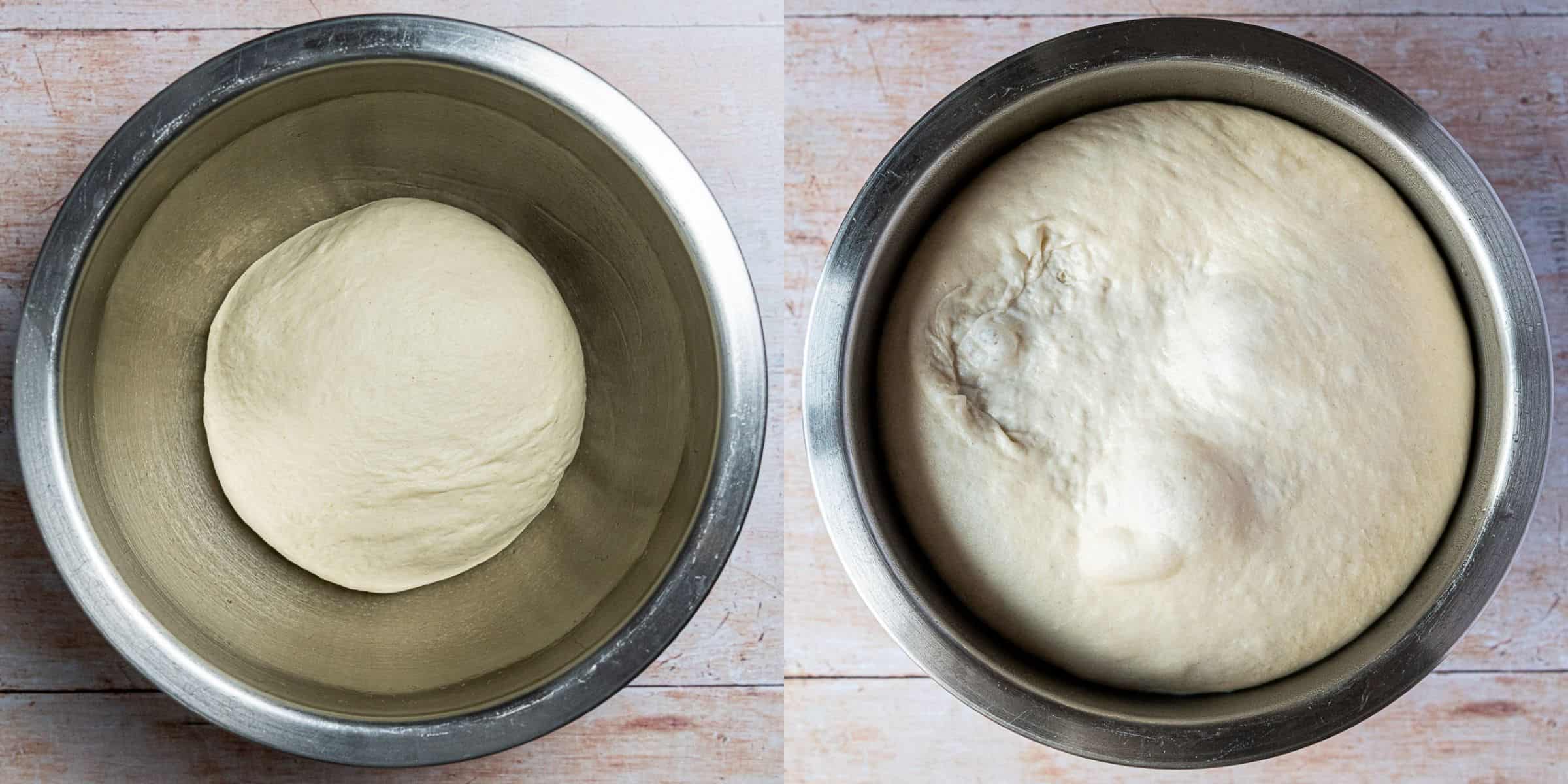Step 2 - a two image collage of letting the dough rise.