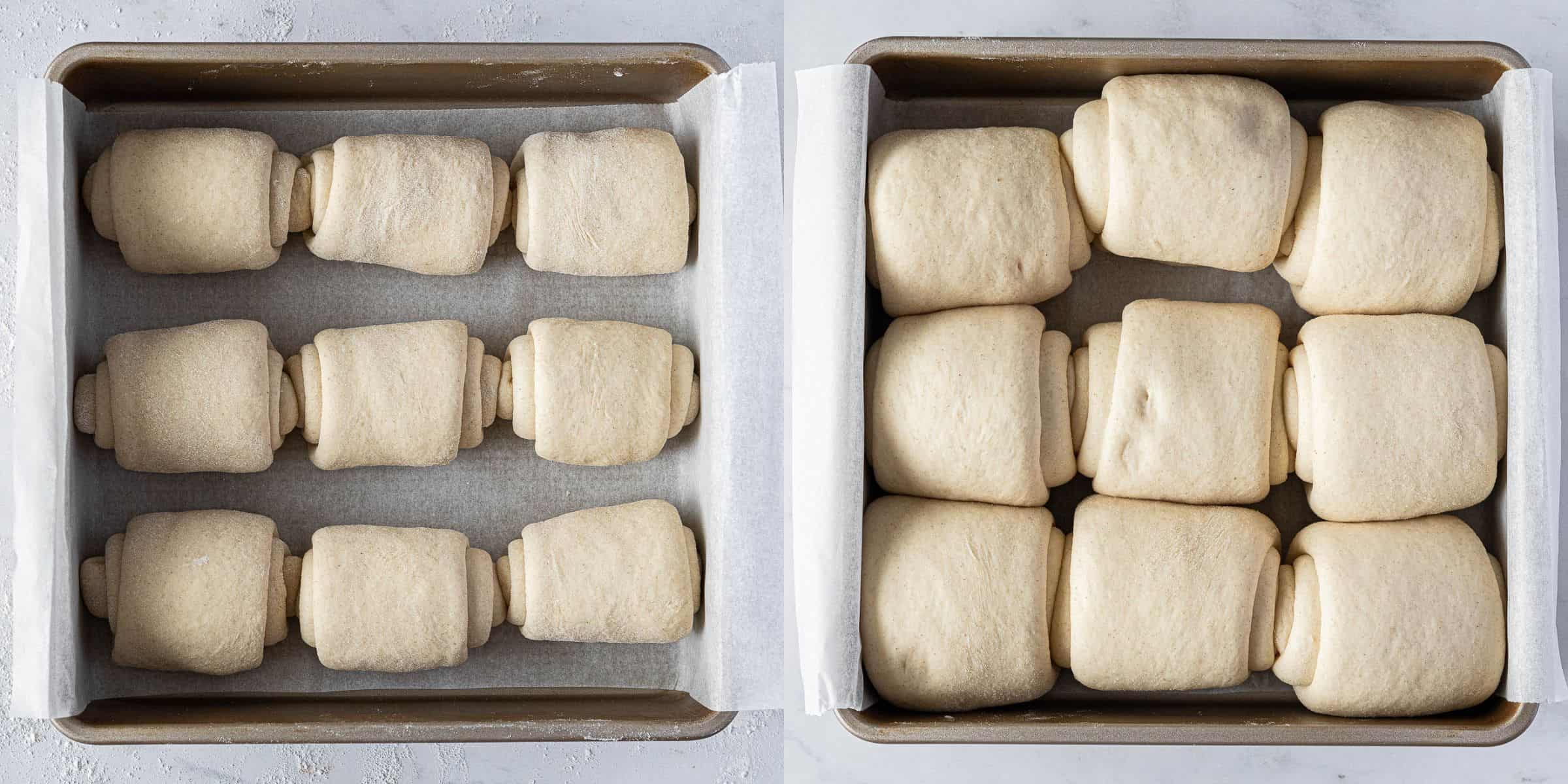Step 6, the rolls before and after rising.