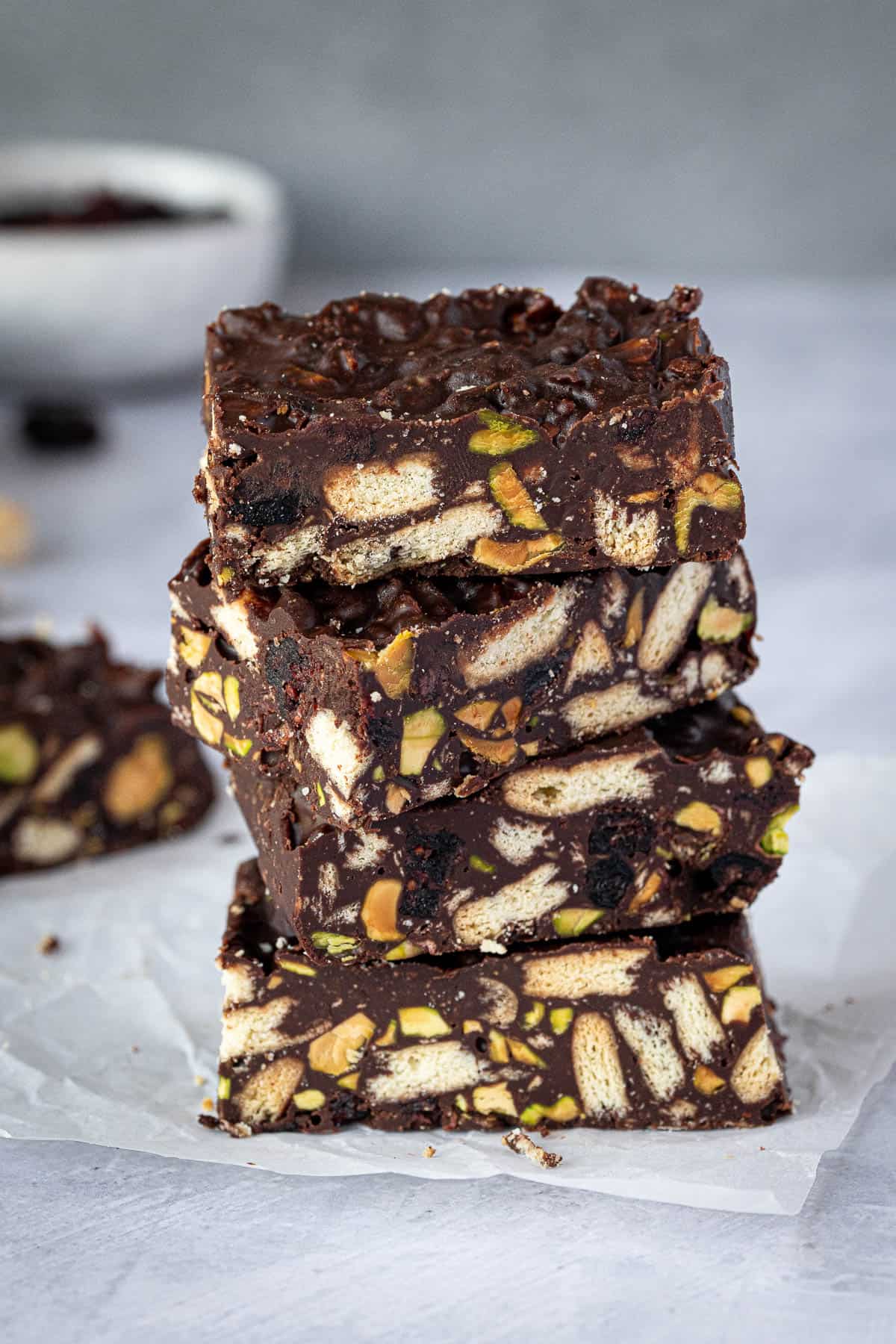 A stack of vegan rocky road.
