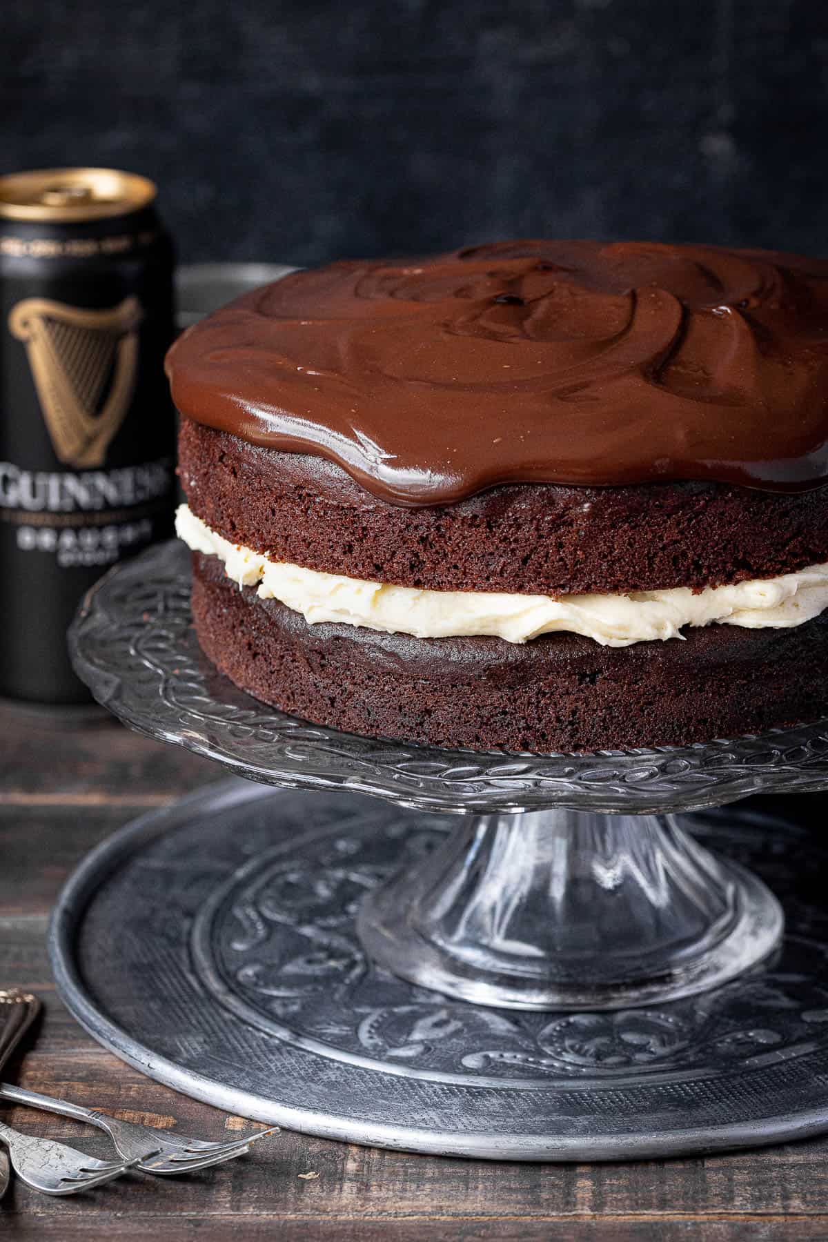 Close up of the guinness cake.