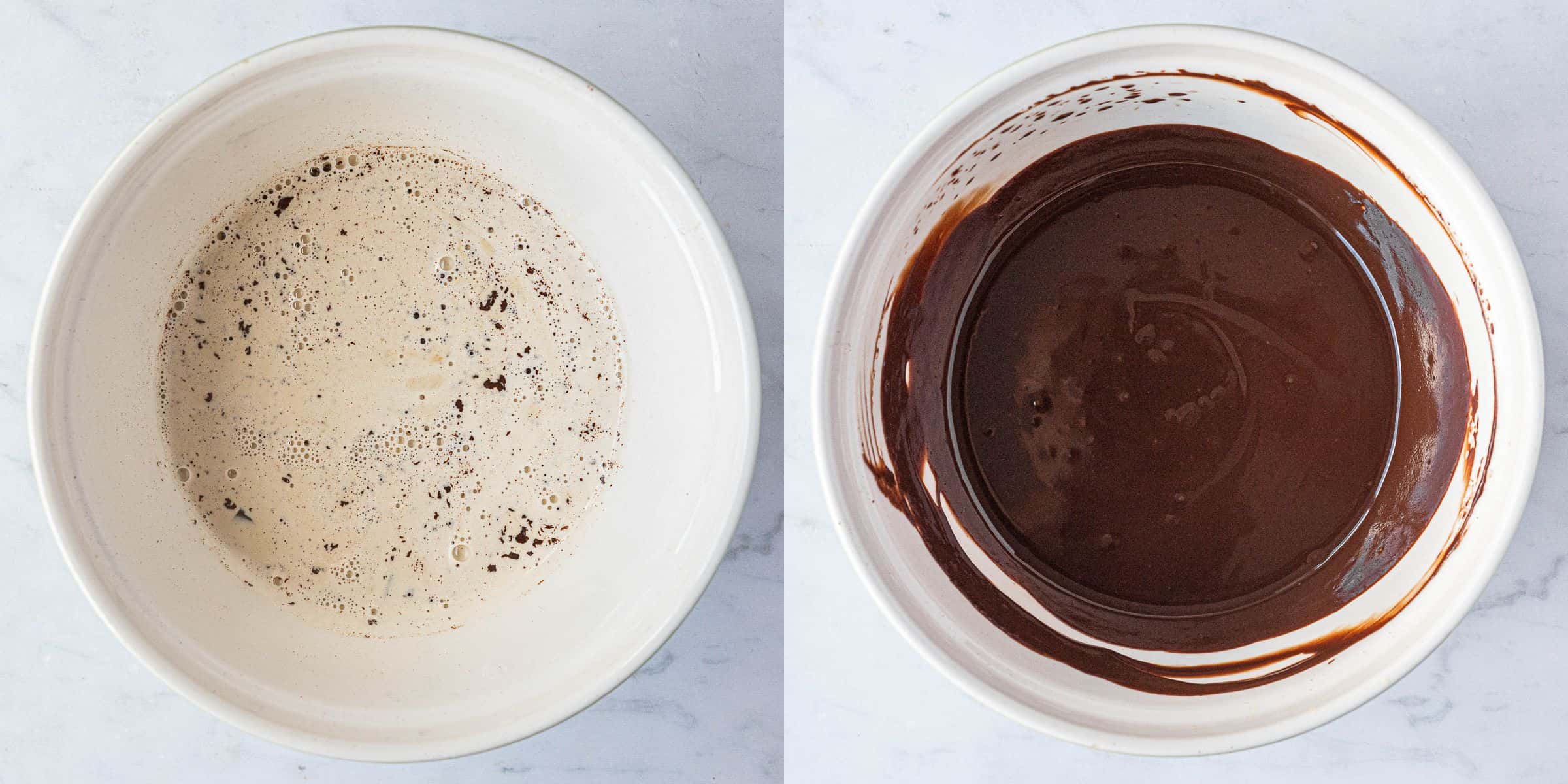 Step 4, a two image collage of making the ganache.