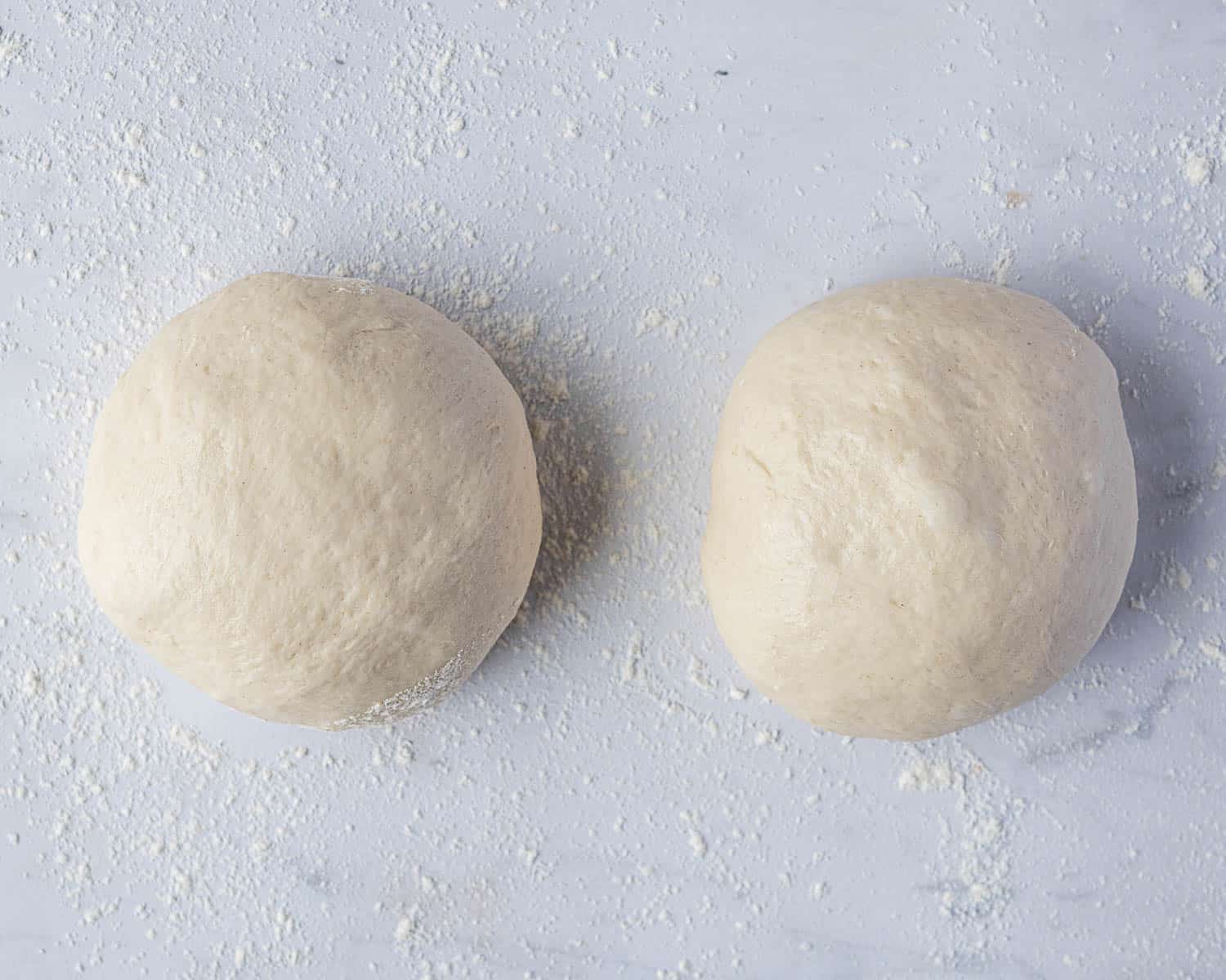 Step 4, the dough divided  into 2 balls.