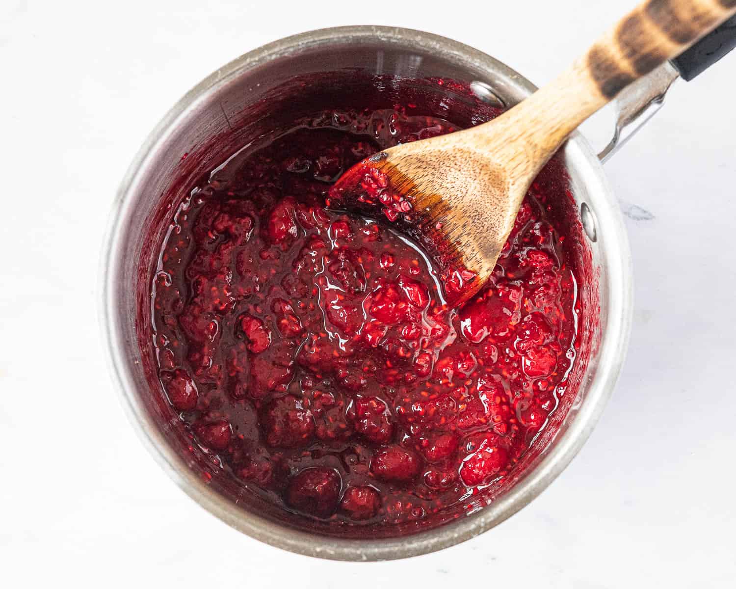The raspberry swirl in a pan.