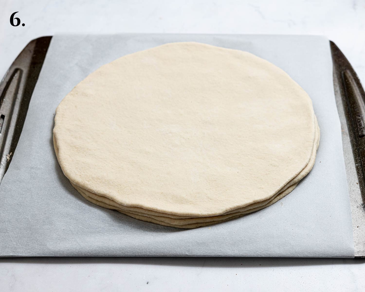 Step 6, the stacked circles of dough.