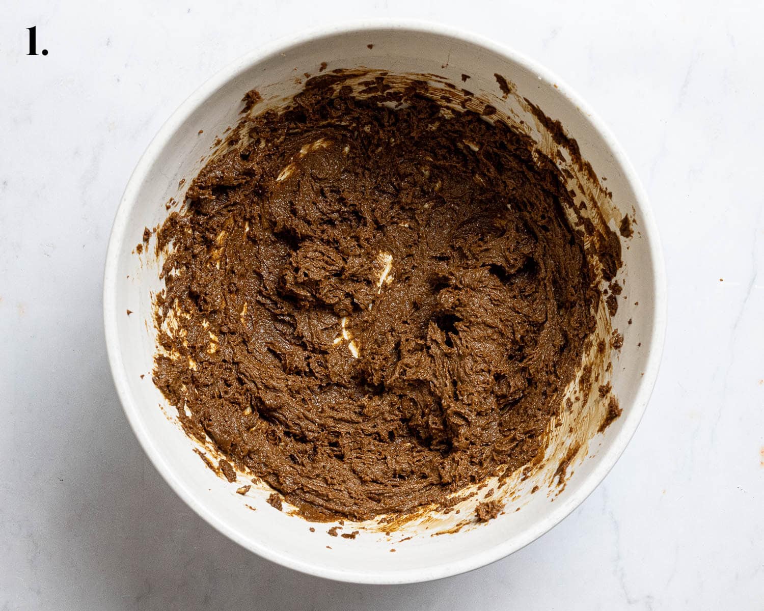 Step 1, the whisked butter, treacle and sugar.