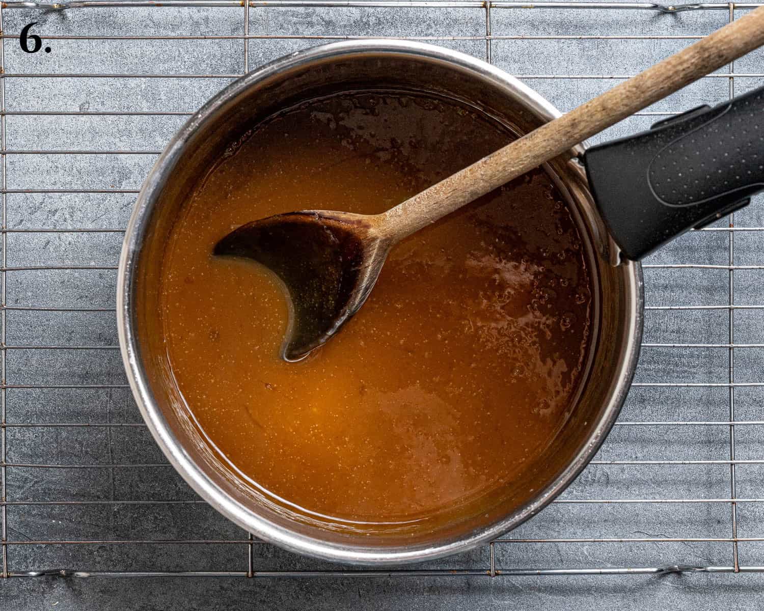 Step 6, the toffee sauce in a pan.