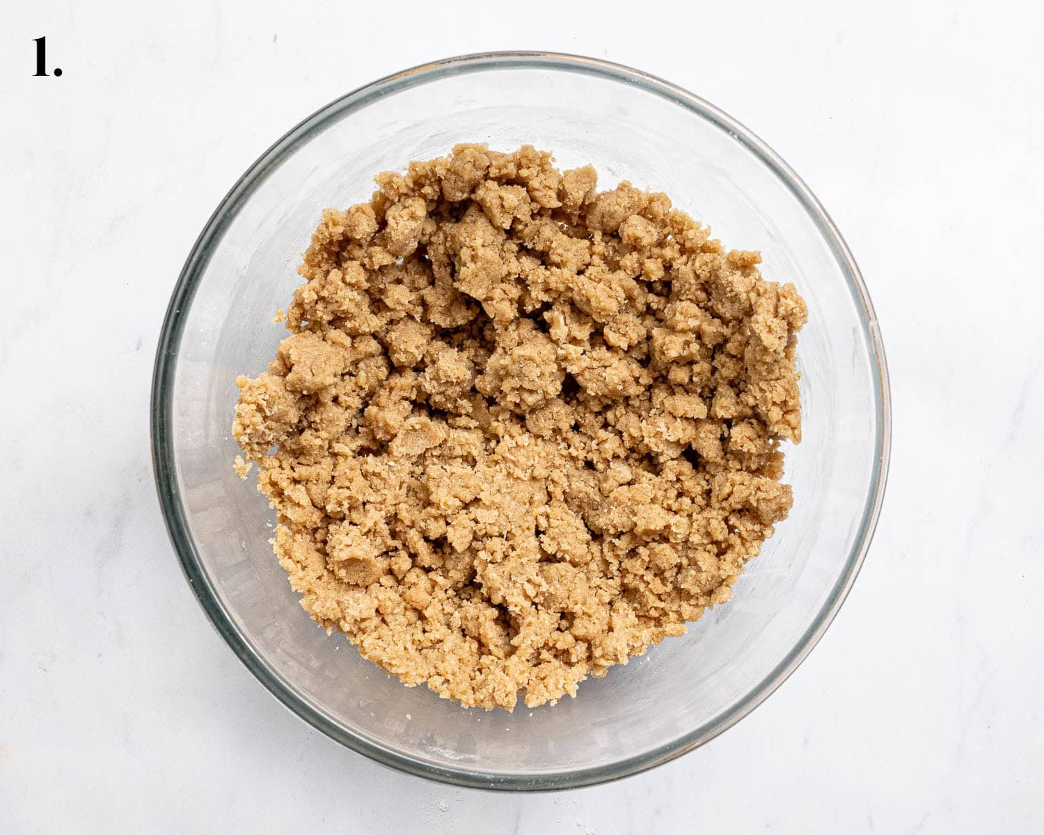 Step 1, the streusel topping in a bowl.