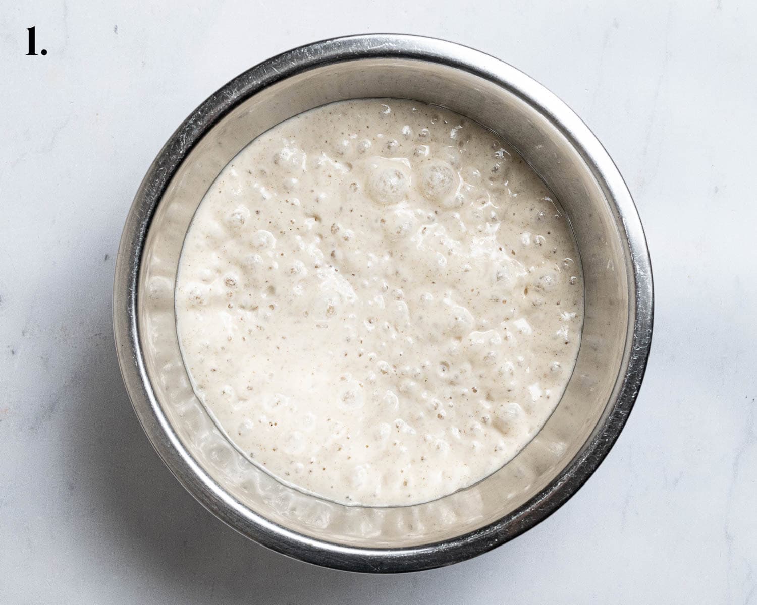 Step 1, the poolish after rising.
