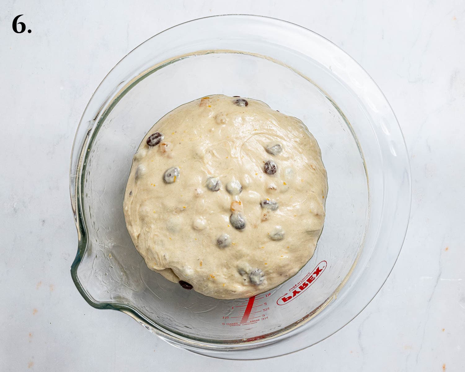 Step 6, the dough with the fruit added, before rising.