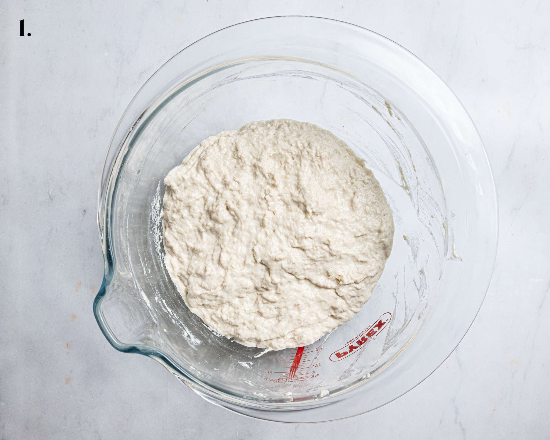 Step 1, the mixed dough in a bowl.