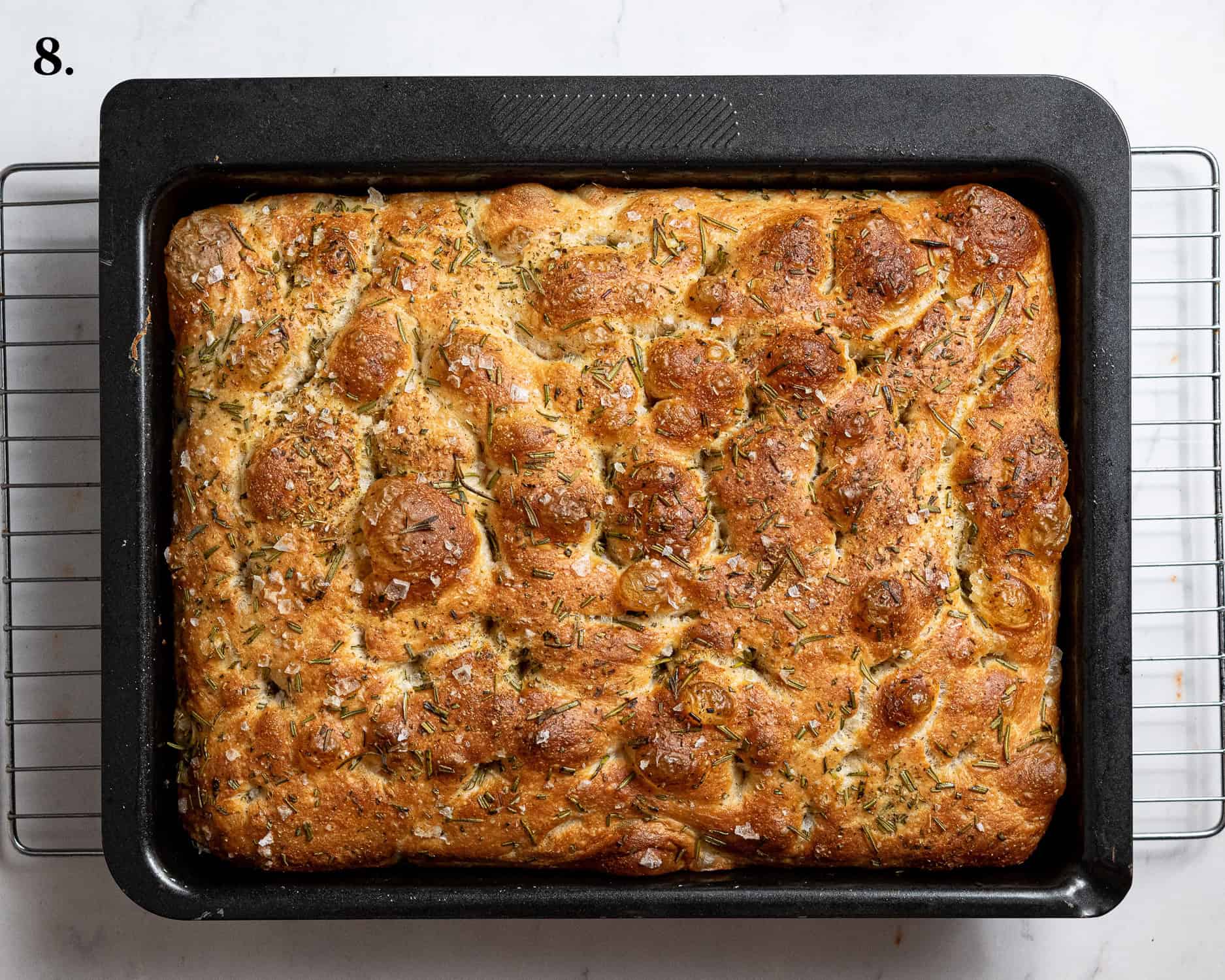 Step 8, the baked focaccia.