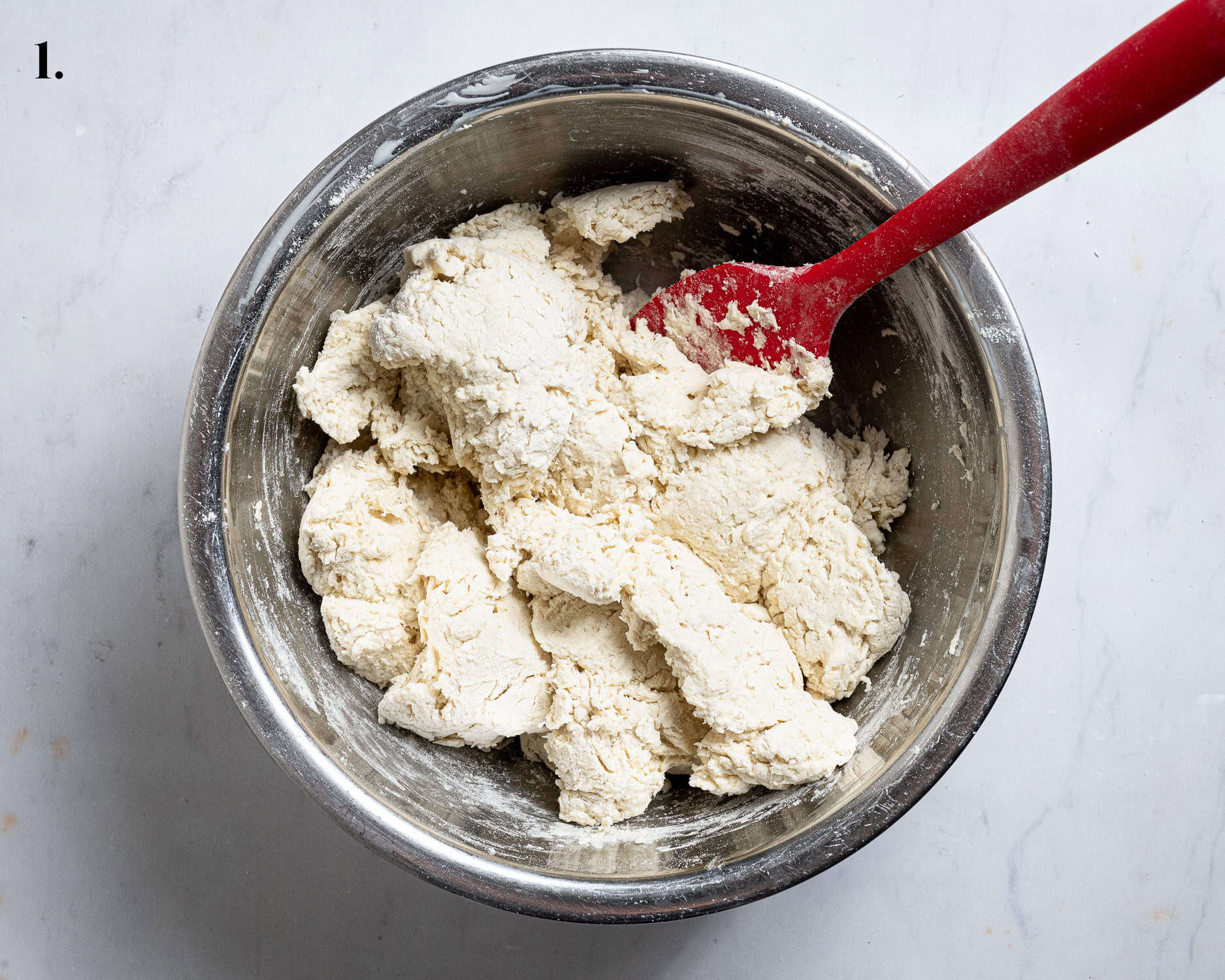 Step 1, the dough before kneading.