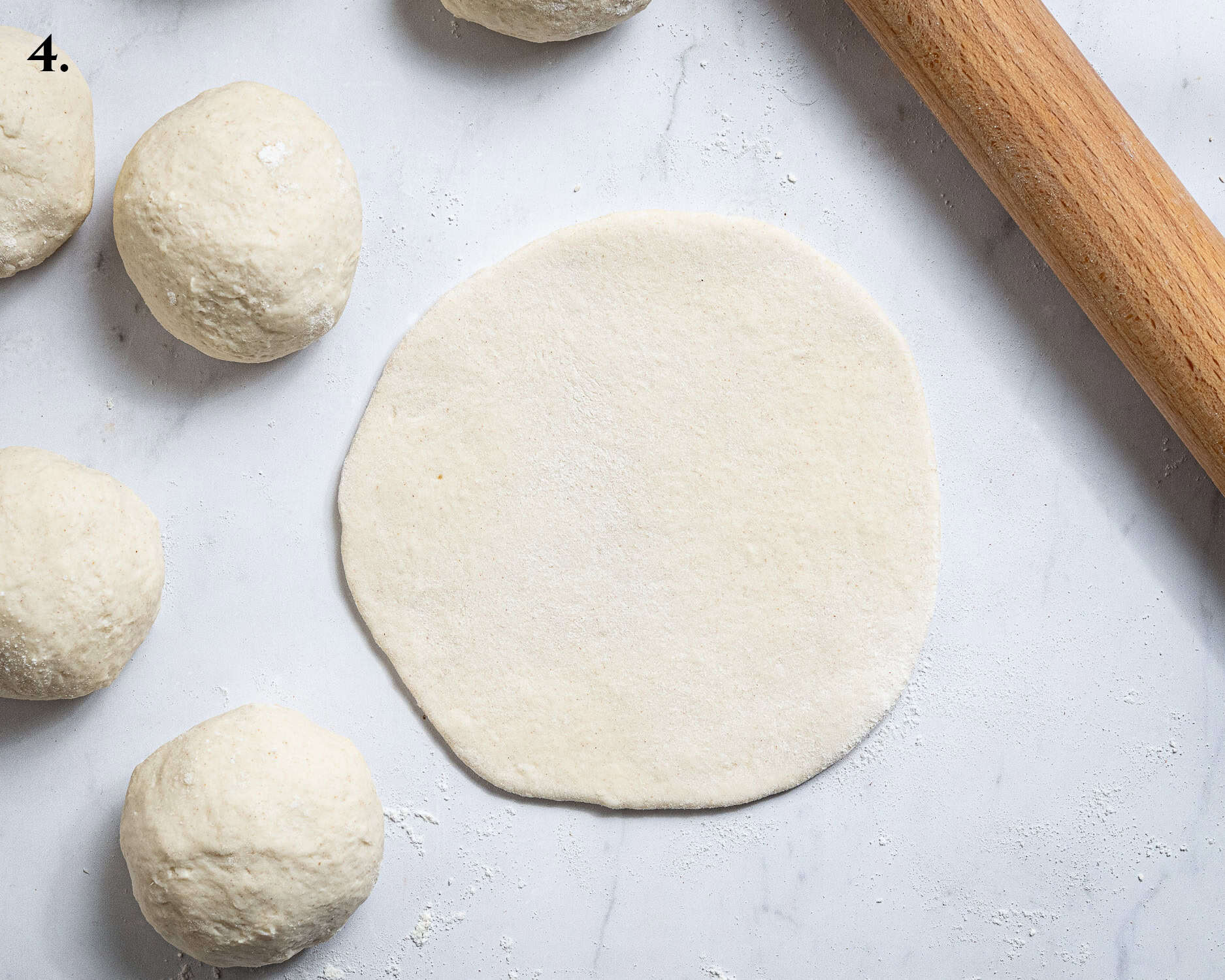 Step 4, one of the rolled out balls of dough.
