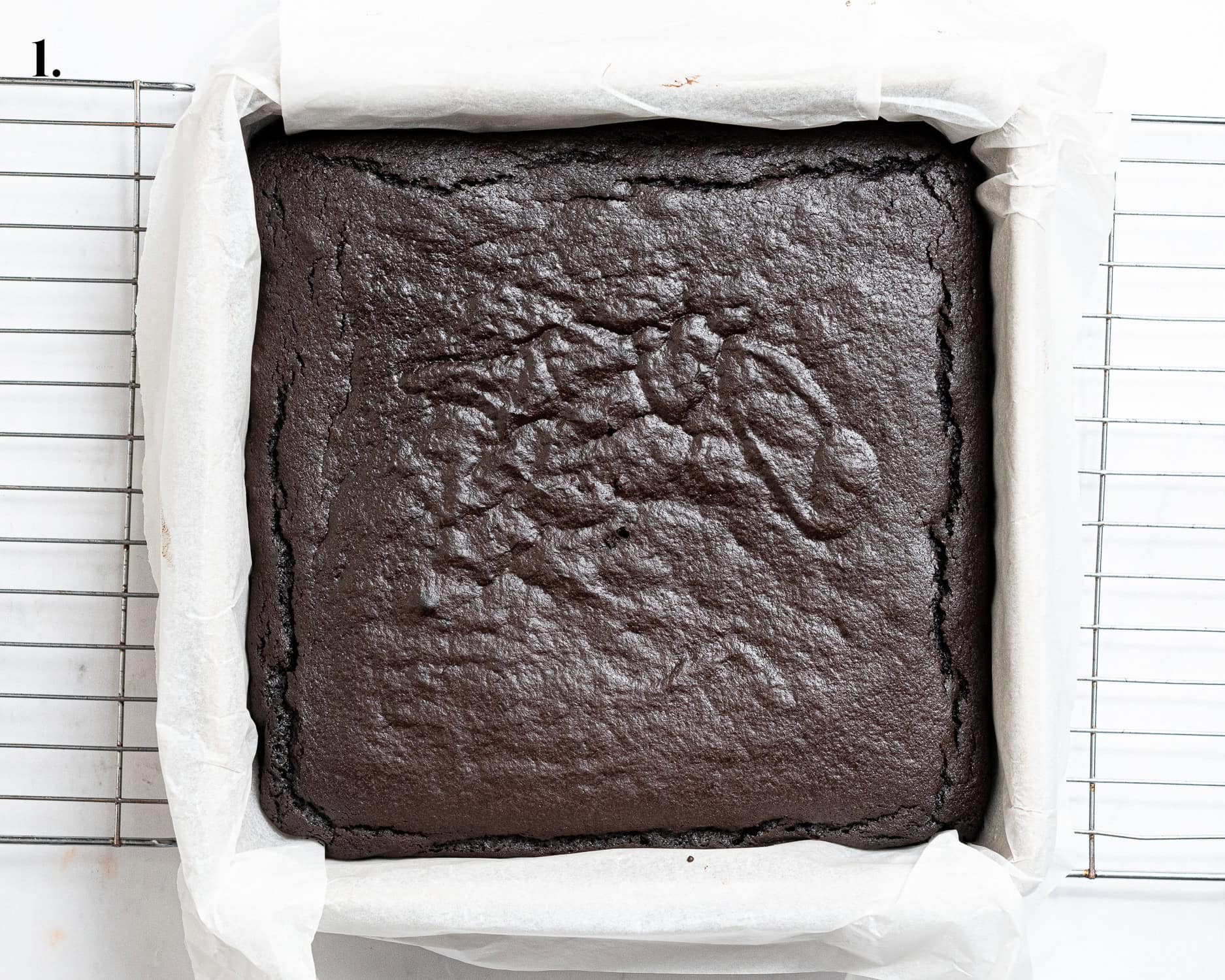 Step 1, the baked chocolate cake.