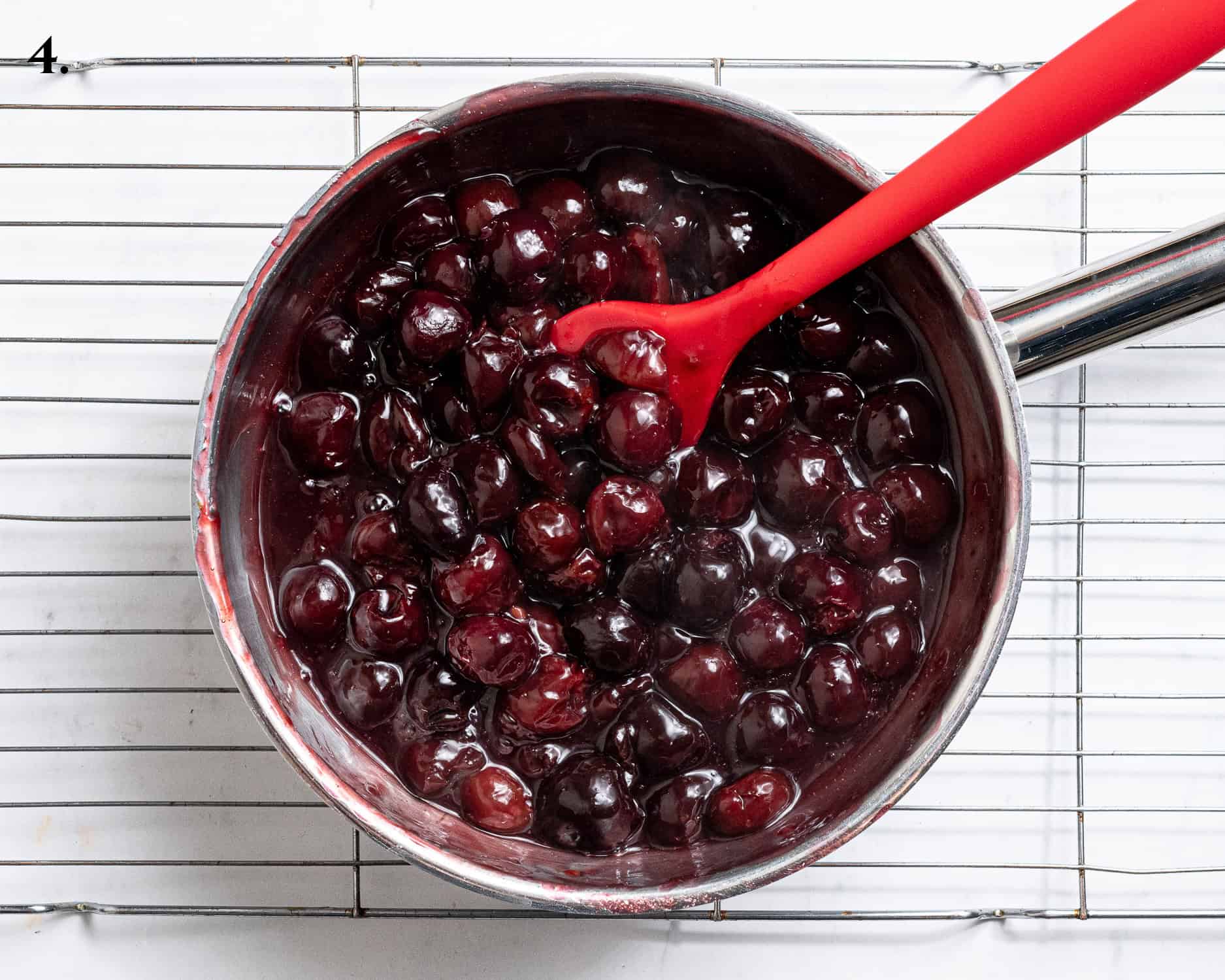 Step 4, the cooked cherry compote.