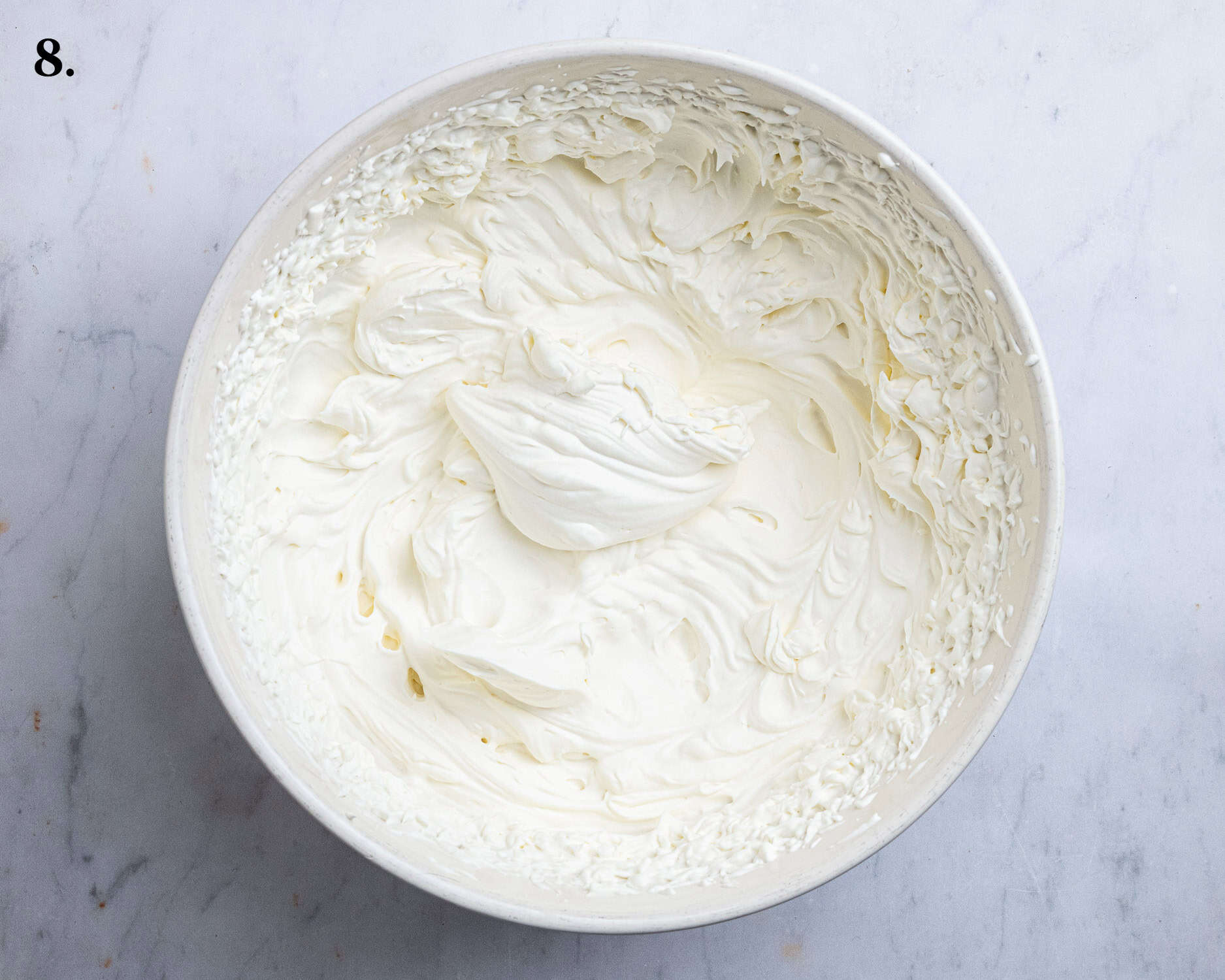 Step 8, the whipped cream in a bowl.