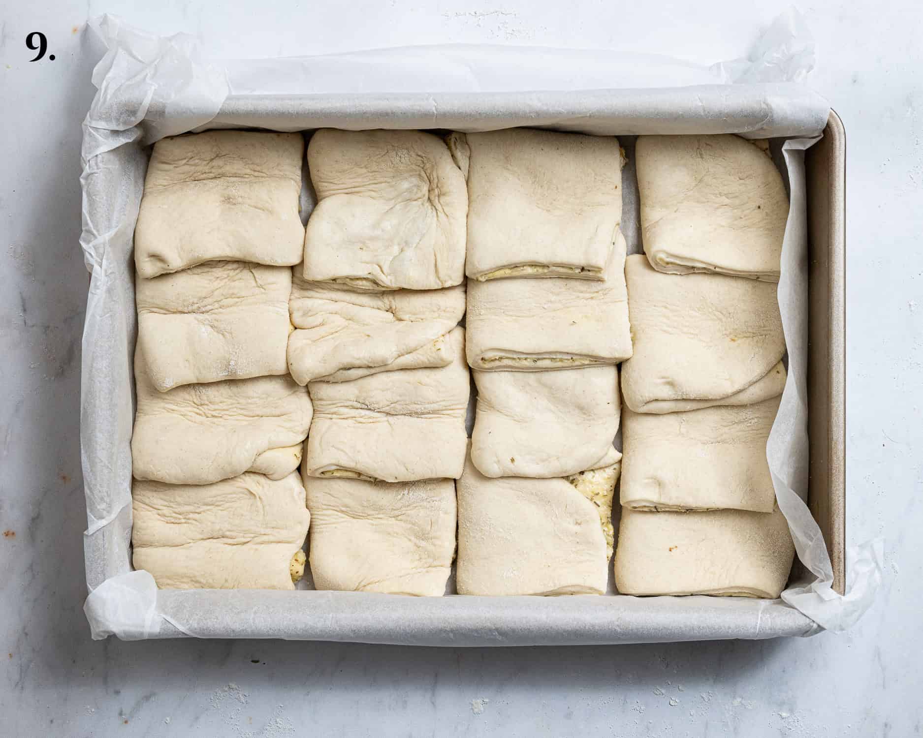 Step 9, the risen rolls.