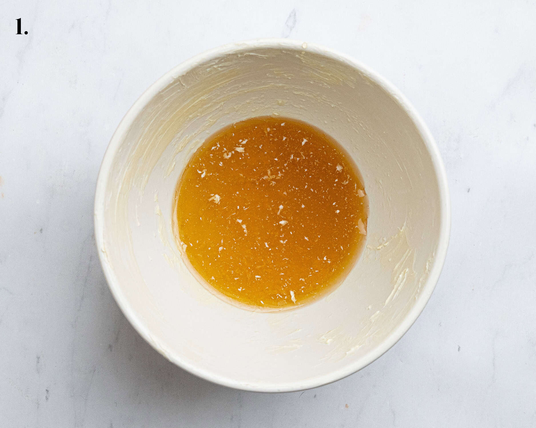 Step 1, the golden syrup in the pudding basin.