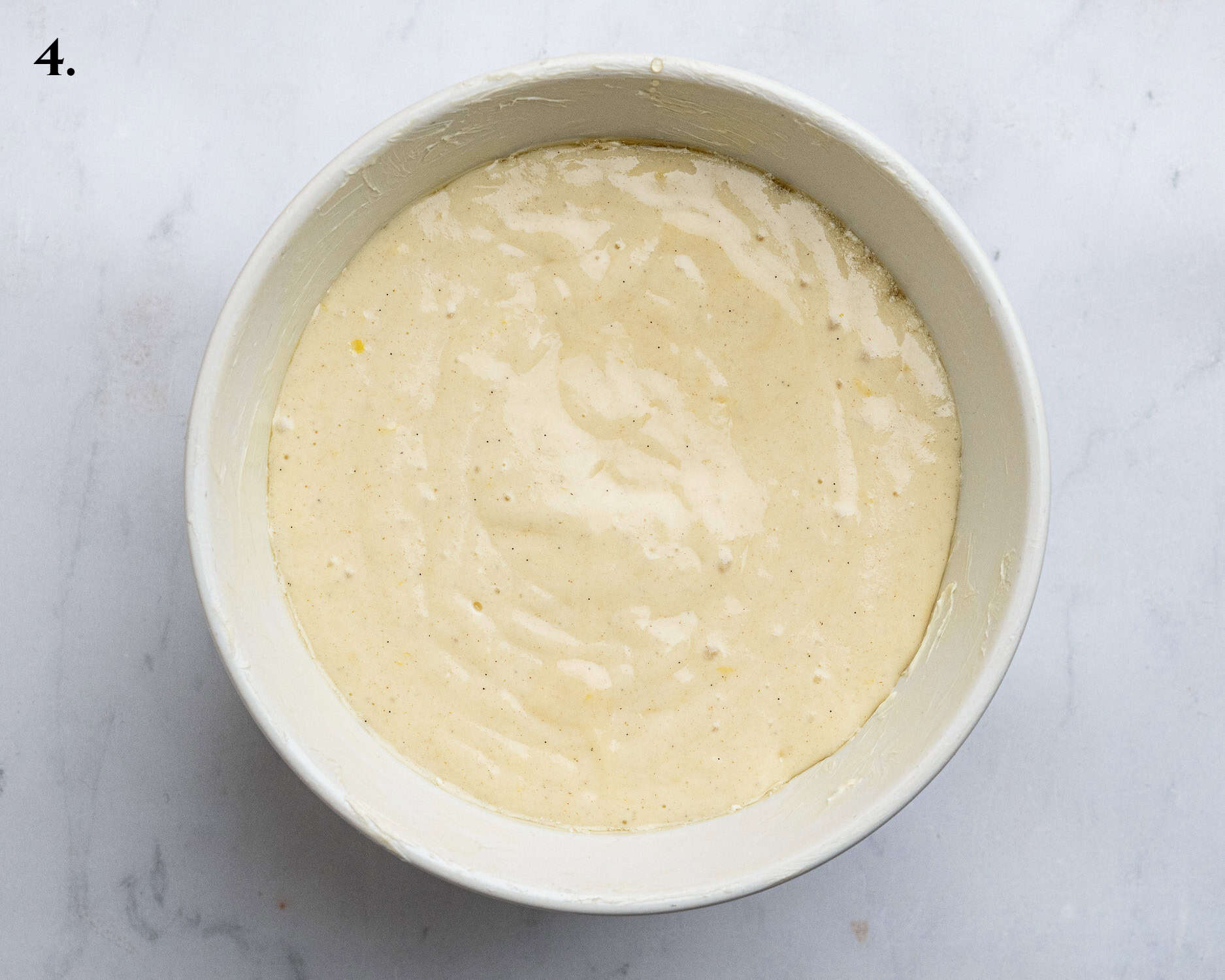 Step 4, the batter in the pudding basin.