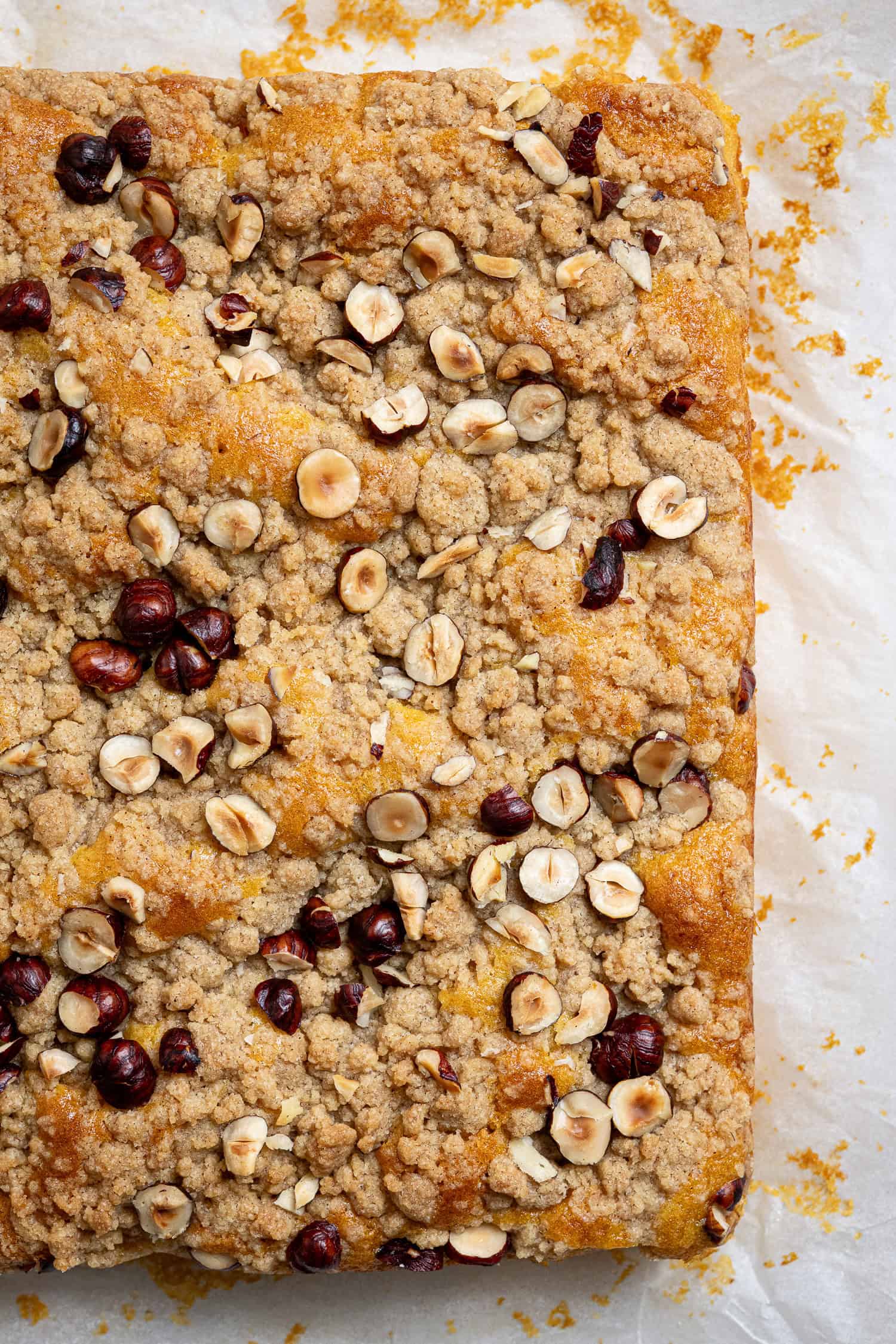 Close up of the top of the baked cake.