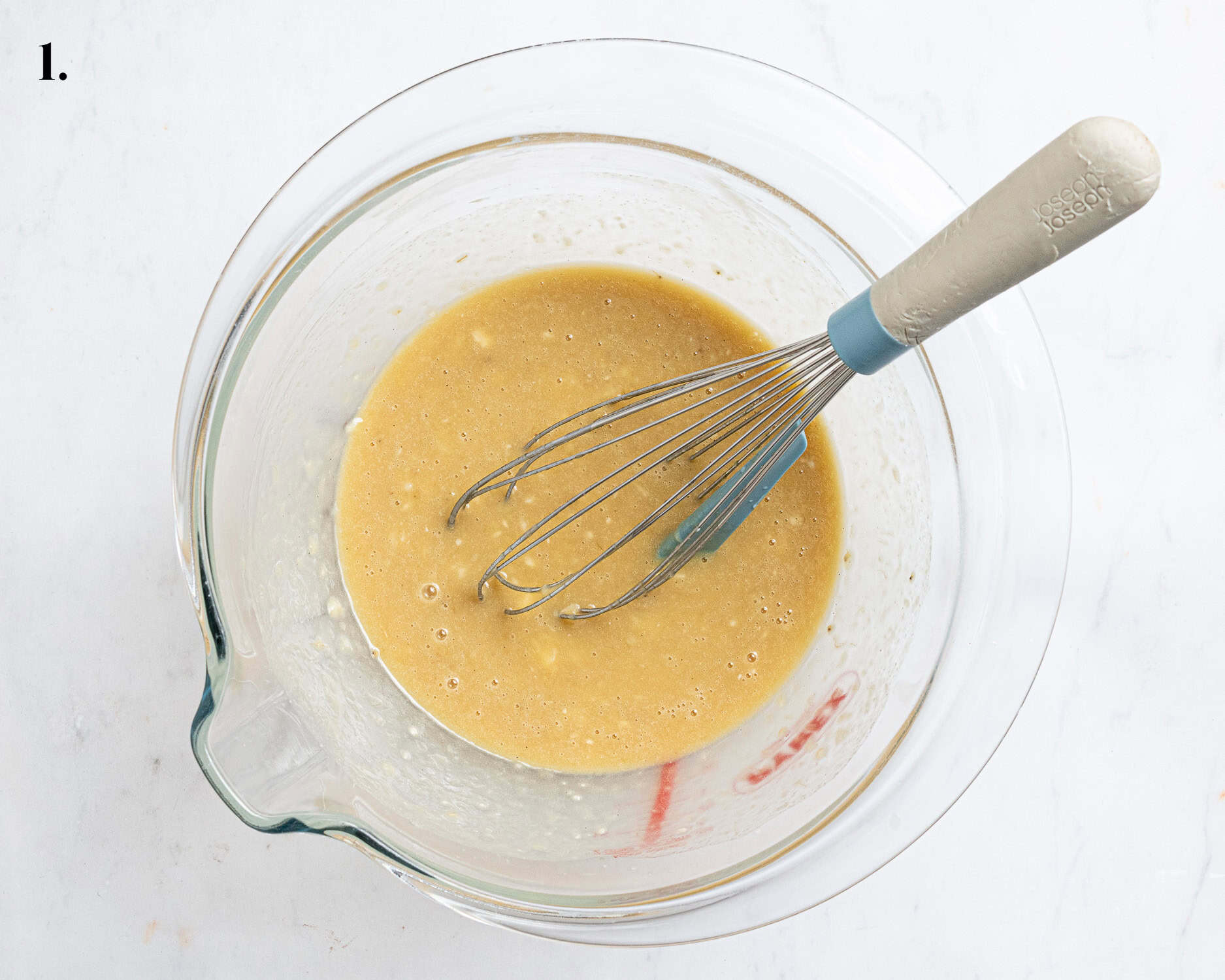 Step 1, the wet ingredients in a bowl.
