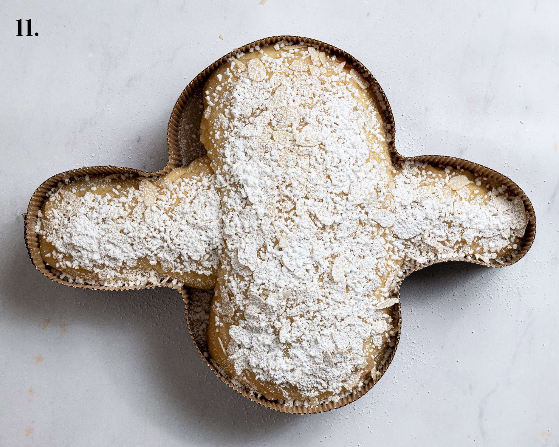 Step 11, the dough topped with the sugar.