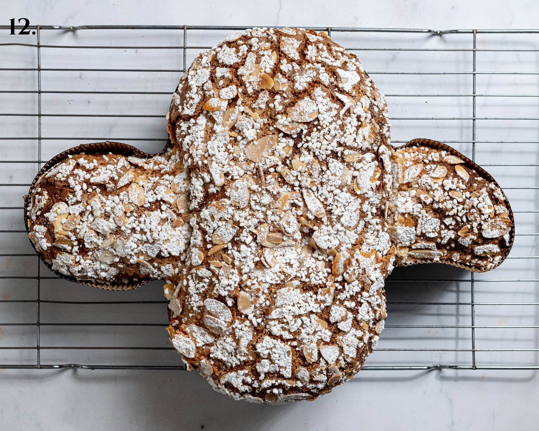 Step 12, the baked colomba pasquale.