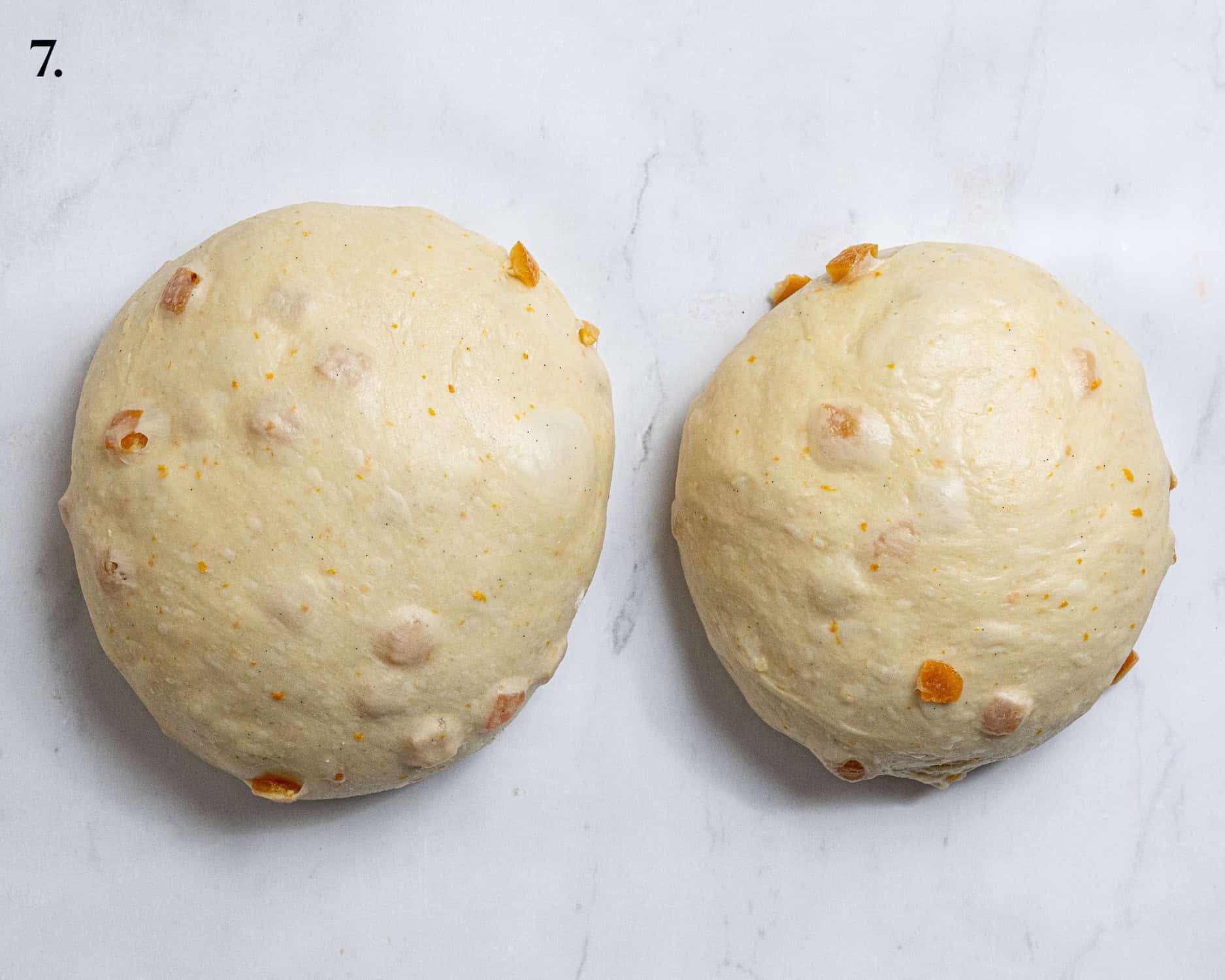 Step 7, the dough divided into balls.