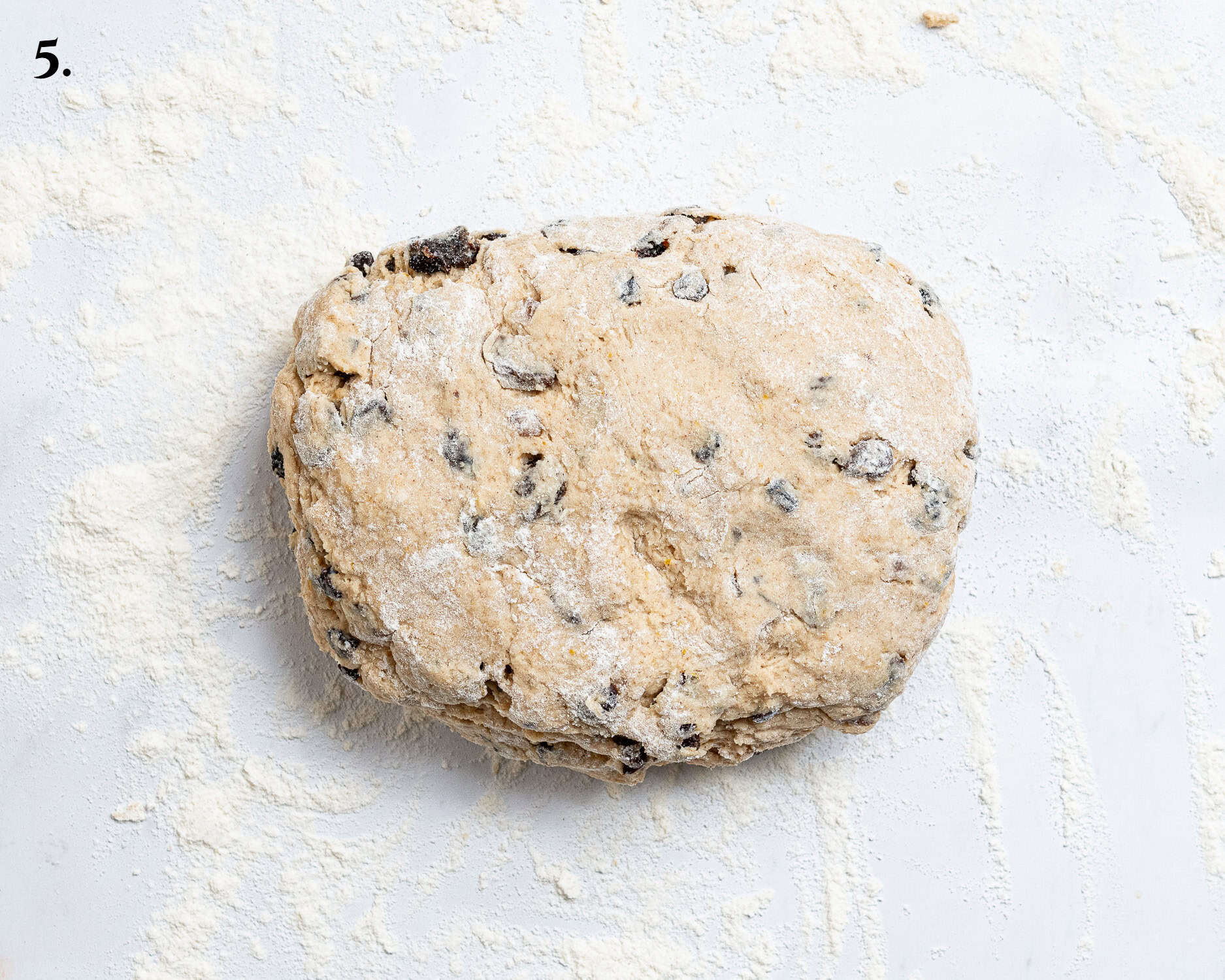 Step 5, the dough after patting out and folding it.